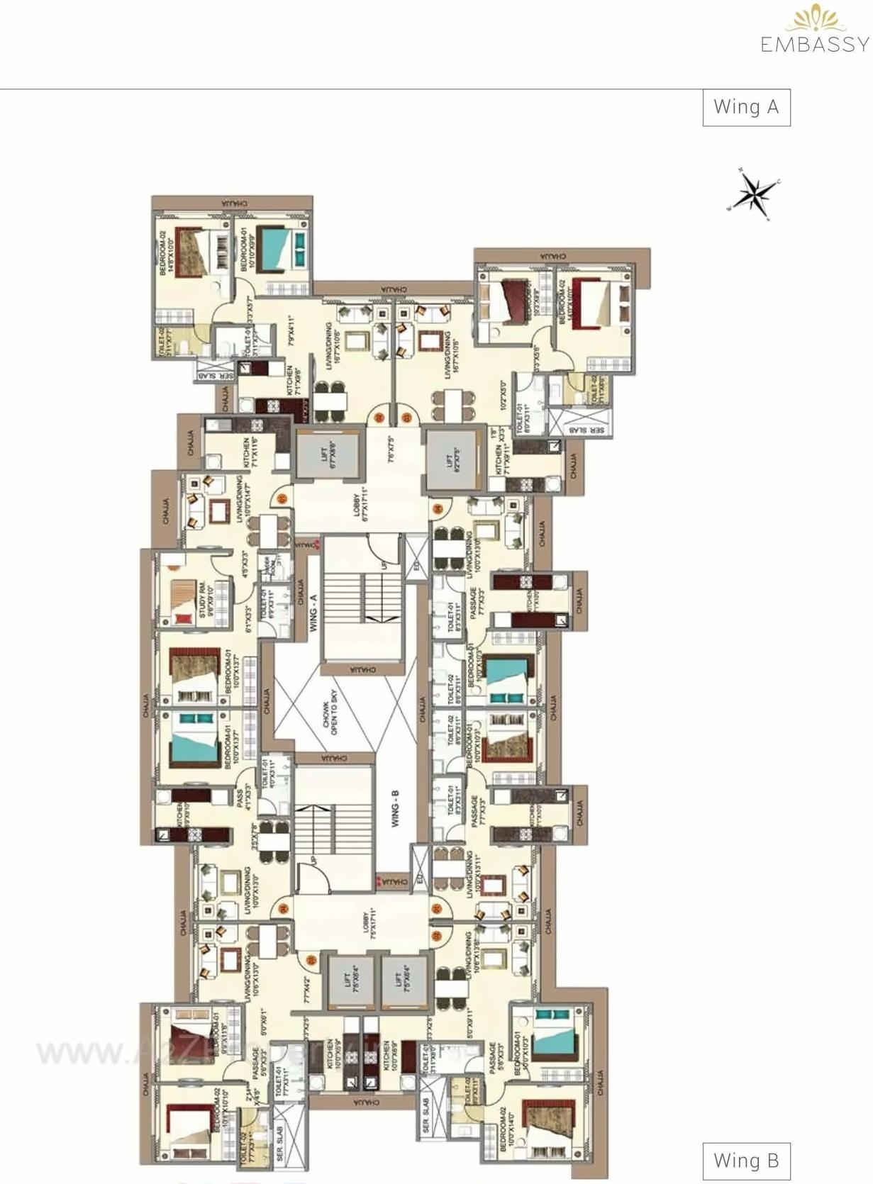 Layout of real estate project Embassy located at Kurla, MumbaiSuburban, Maharashtra