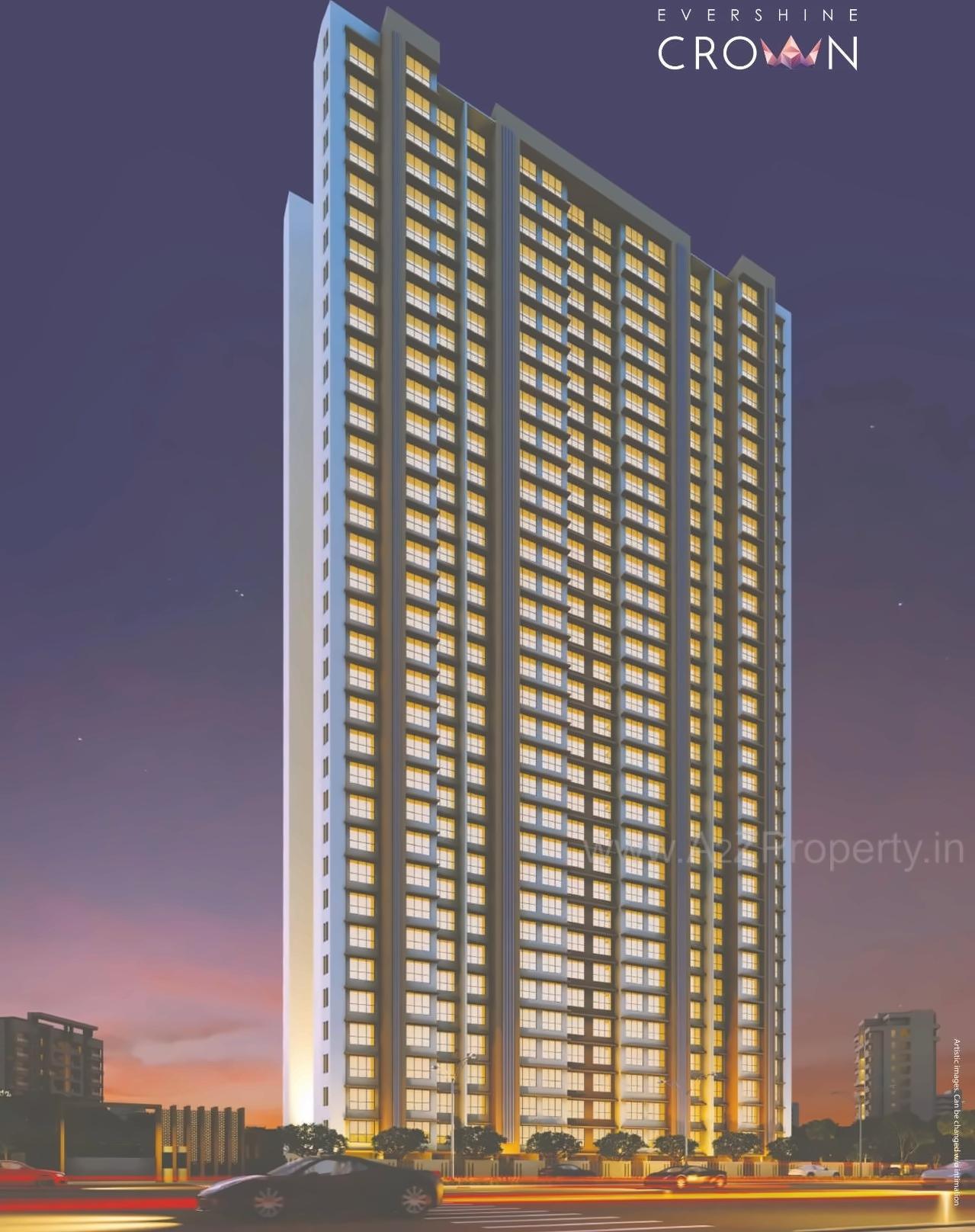 3D Elevation of real estate project Evershine Crown located at Borivali, MumbaiSuburban, Maharashtra