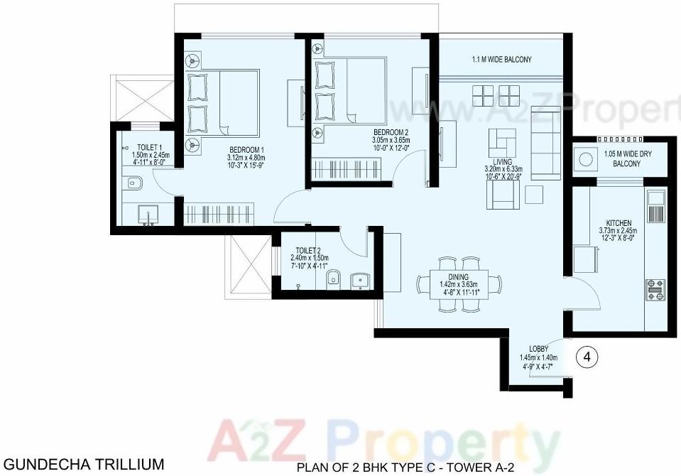Layout of real estate project Gundecha Trillium located at Borivali, MumbaiSuburban, Maharashtra