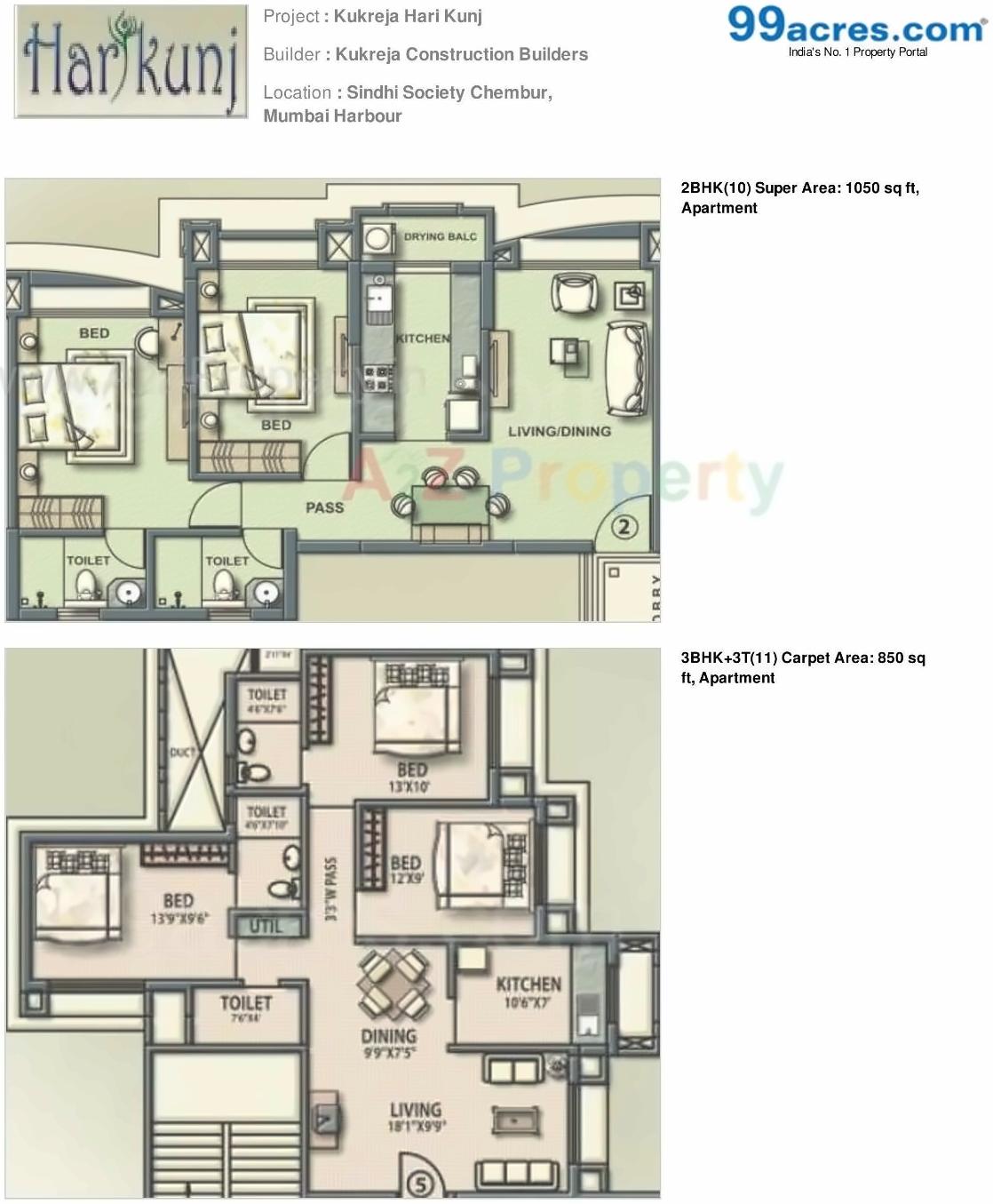 Layout of real estate project Hari Kunj located at Kurla, MumbaiSuburban, Maharashtra