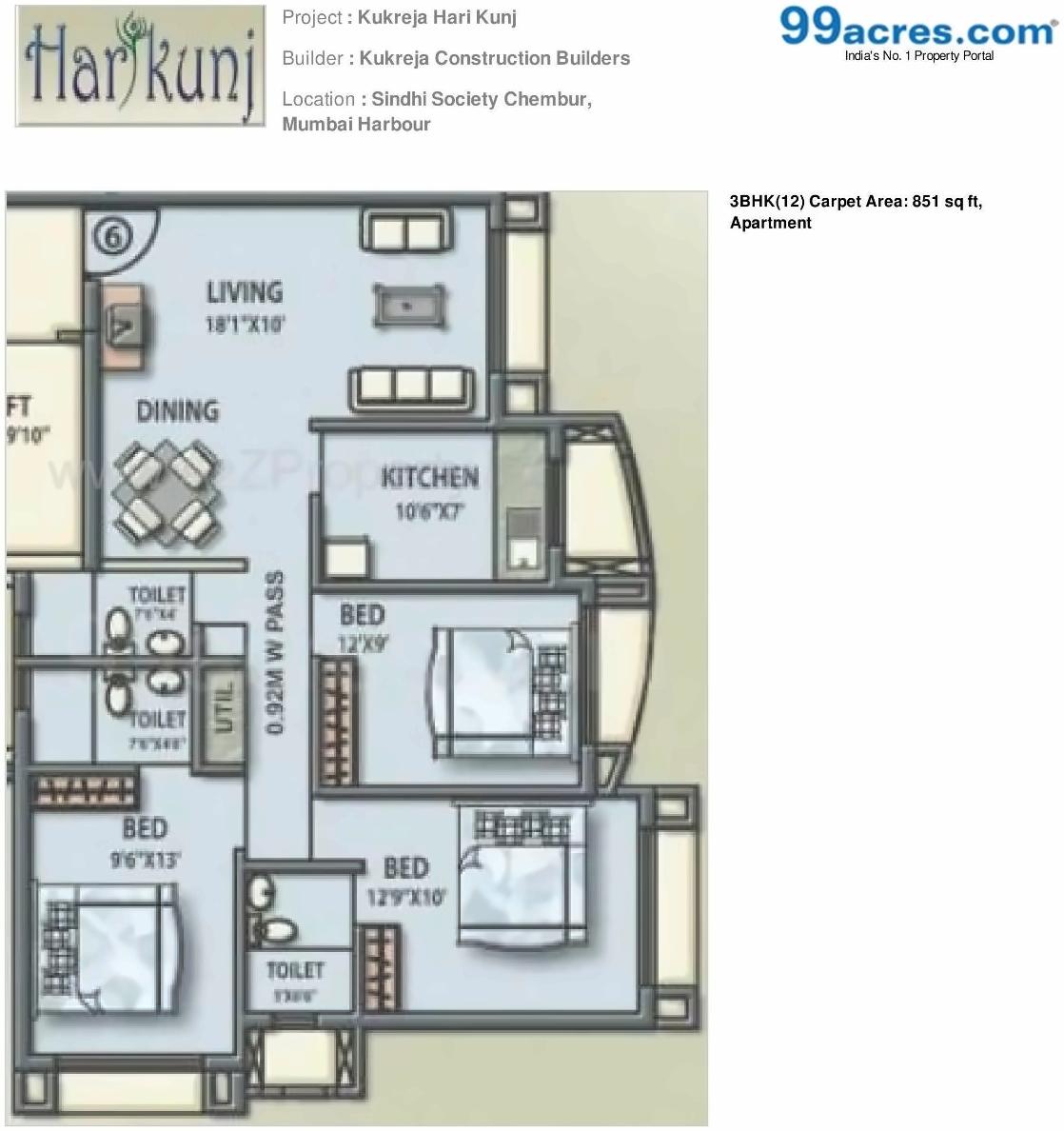 Layout of real estate project Hari Kunj located at Kurla, MumbaiSuburban, Maharashtra