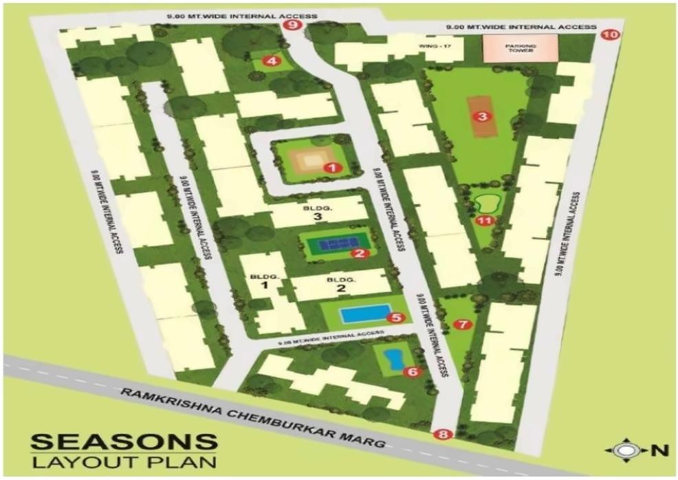 Layout of real estate project Hubtown Seasons located at Kurla, MumbaiSuburban, Maharashtra