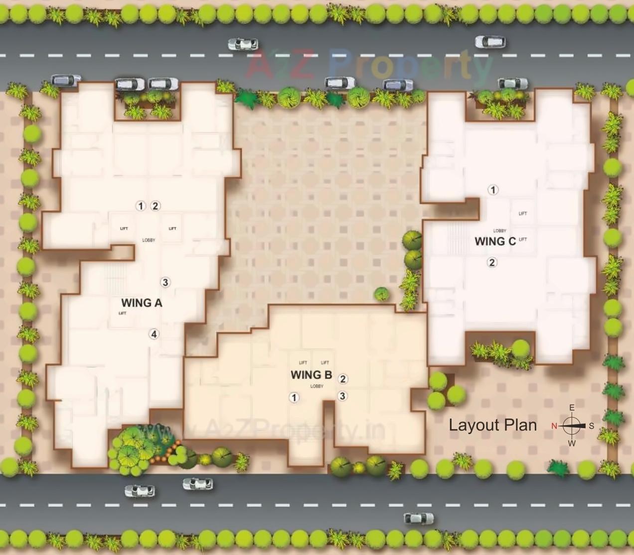 Layout of real estate project Kabra Aurum A B C D Redevelopment Of Goregaon Unnat Nagar Plot 51 To 55 Chsl located at Andheri, MumbaiSuburban, Maharashtra