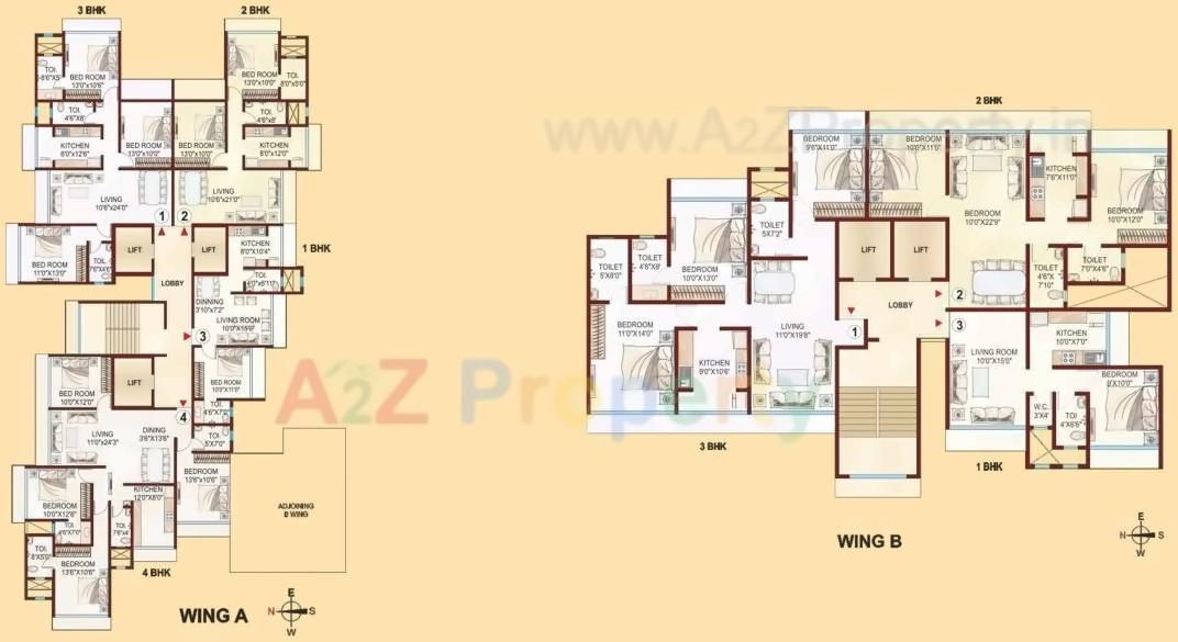Layout of real estate project Kabra Aurum A B C D Redevelopment Of Goregaon Unnat Nagar Plot 51 To 55 Chsl located at Andheri, MumbaiSuburban, Maharashtra