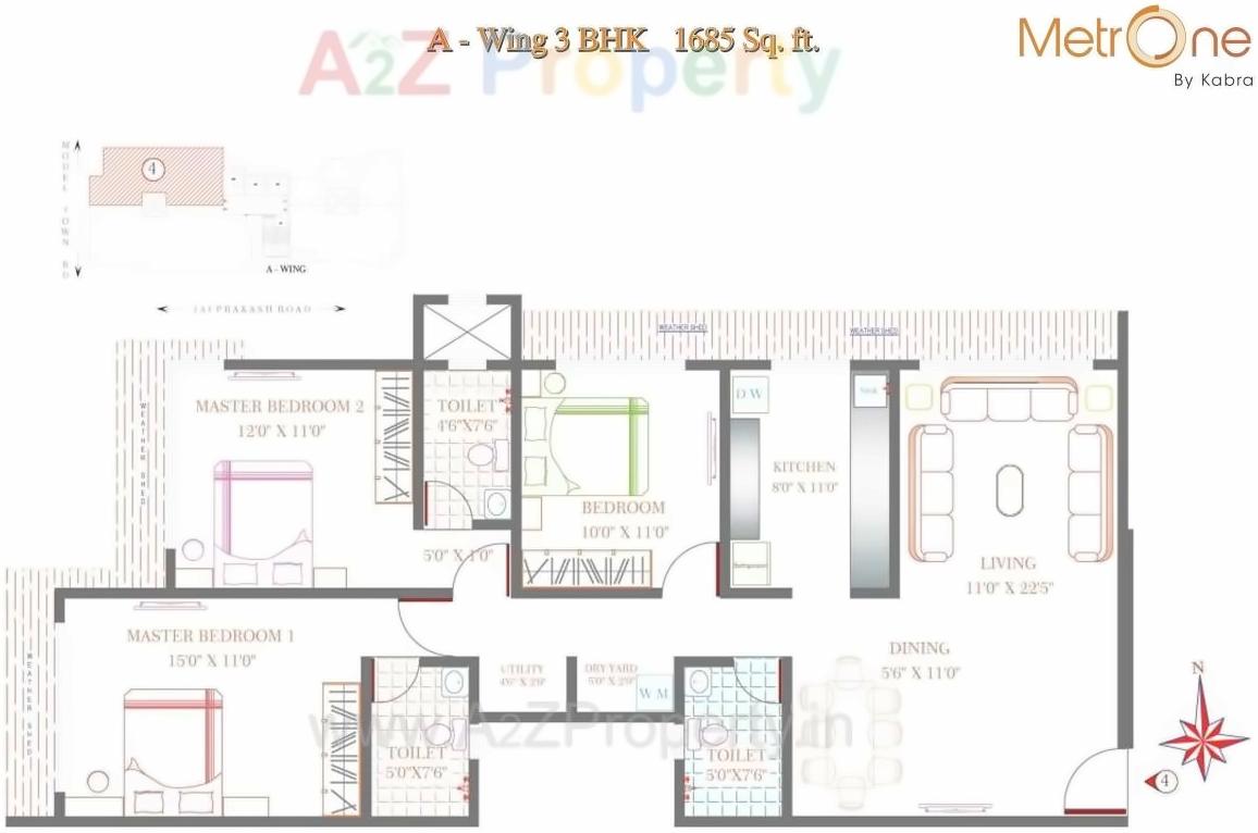 Layout of real estate project Kabra Metro One A B A Redevelopment Project Of Pratap Chsl located at Andheri, MumbaiSuburban, Maharashtra