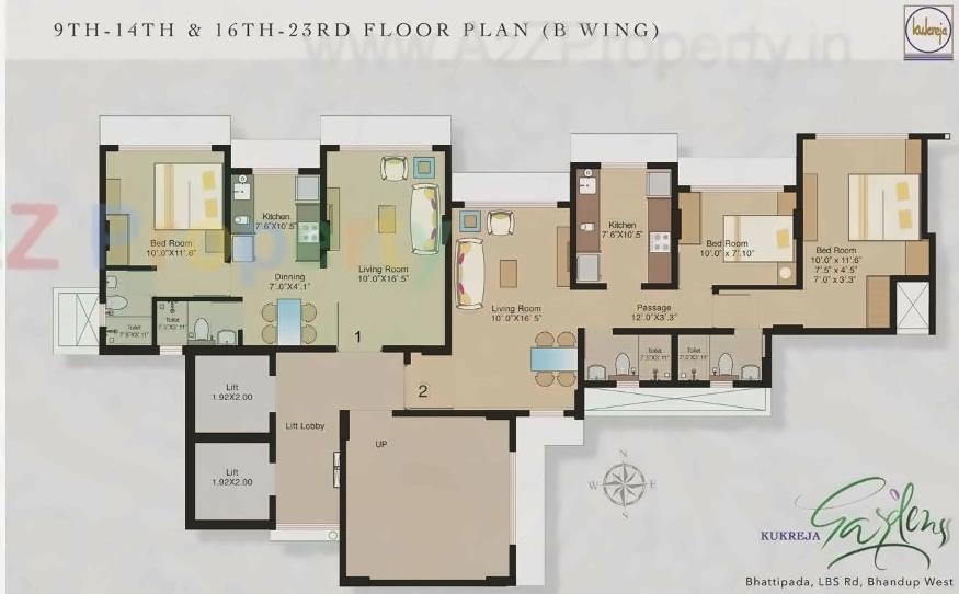 Layout of real estate project Kukreja Gardens located at Kurla, MumbaiSuburban, Maharashtra