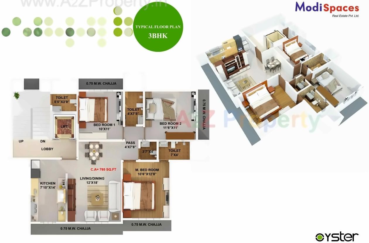 Layout of real estate project Modispaces Oyster located at Borivali, MumbaiSuburban, Maharashtra