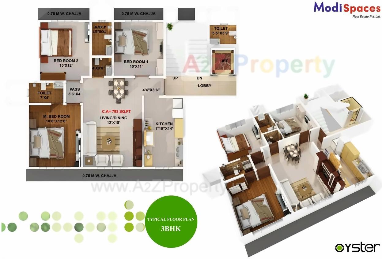Layout of real estate project Modispaces Oyster located at Borivali, MumbaiSuburban, Maharashtra