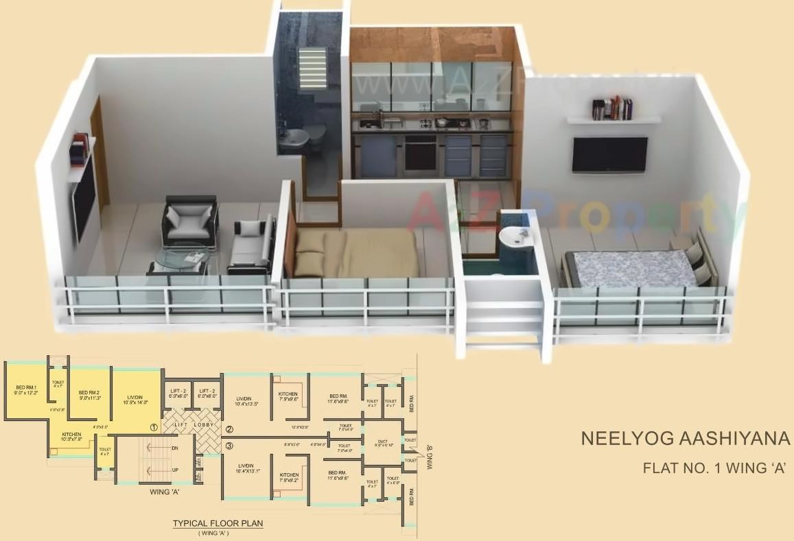 Layout of real estate project Neelyog Aashiyana located at Borivali, MumbaiSuburban, Maharashtra