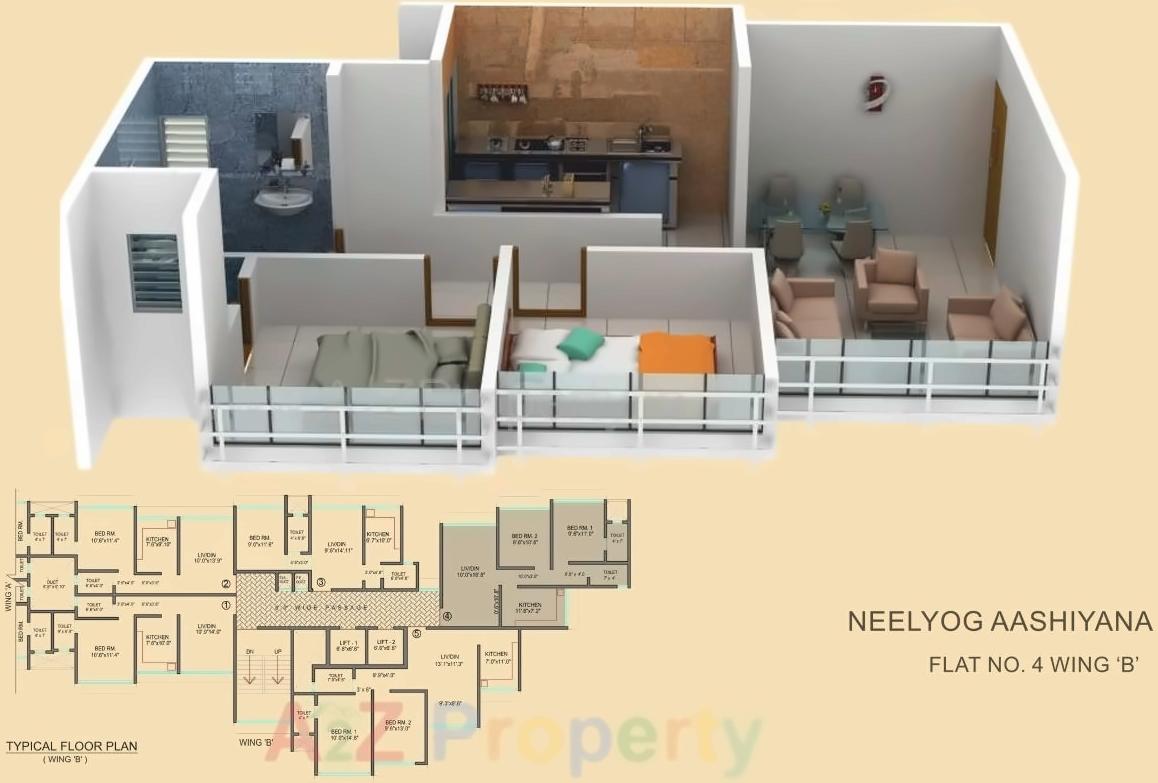 Layout of real estate project Neelyog Aashiyana located at Borivali, MumbaiSuburban, Maharashtra