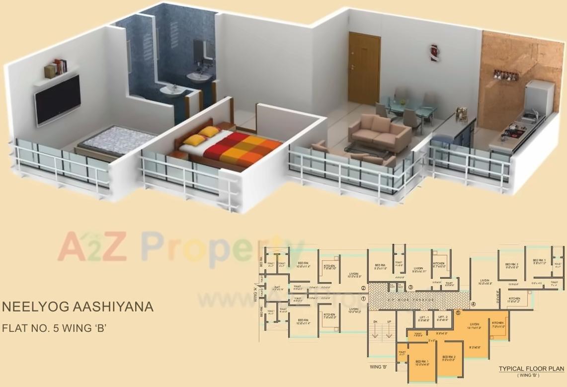 Layout of real estate project Neelyog Aashiyana located at Borivali, MumbaiSuburban, Maharashtra