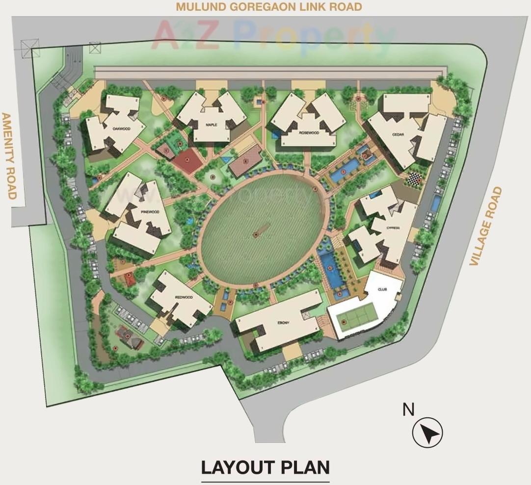 Layout of real estate project Runwal Greenss located at Kurla, MumbaiSuburban, Maharashtra