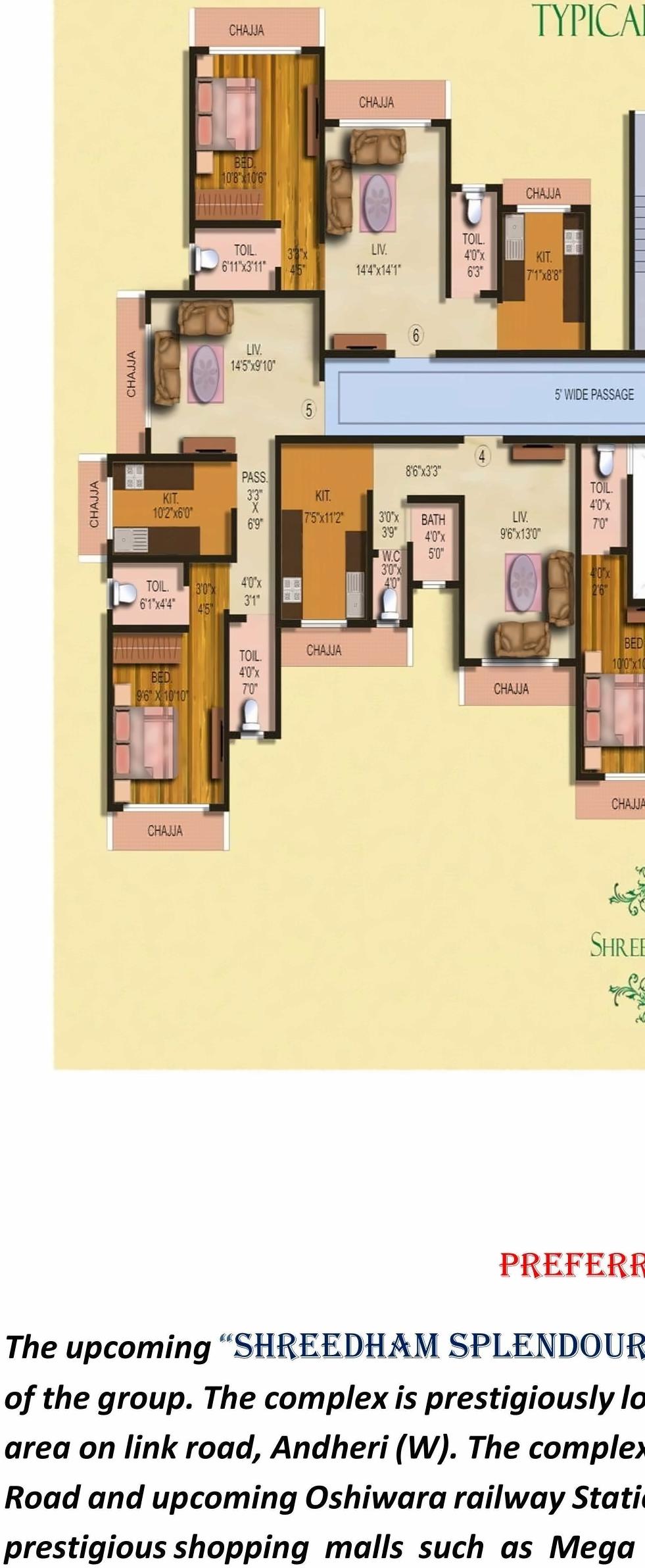 Layout of real estate project Shreedham Splendour located at Andheri, MumbaiSuburban, Maharashtra