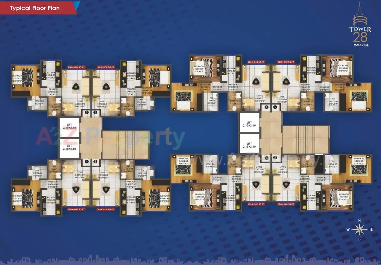 Layout of real estate project Tower located at Borivali, MumbaiSuburban, Maharashtra