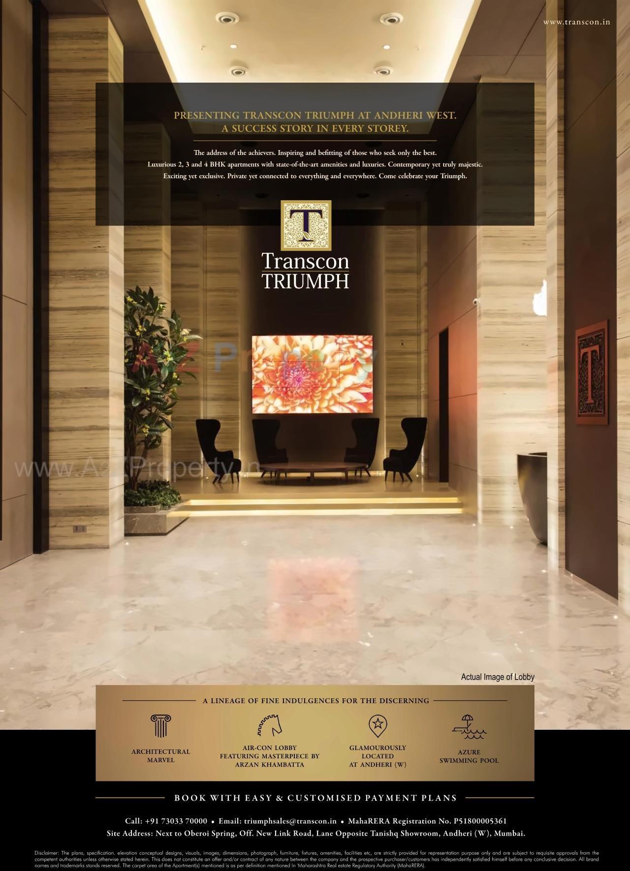 3D Elevation of real estate project Transcon Triumph Tower located at Andheri, MumbaiSuburban, Maharashtra