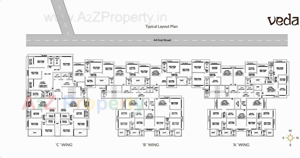 Layout of real estate project Veda located at Andheri, MumbaiSuburban, Maharashtra