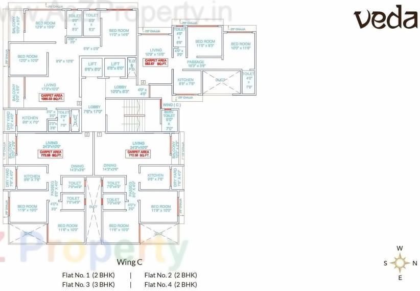Layout of real estate project Veda located at Andheri, MumbaiSuburban, Maharashtra