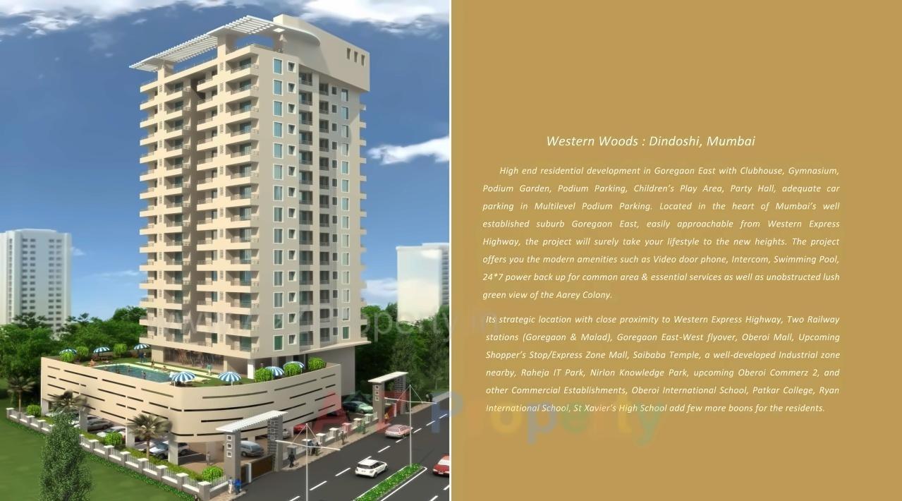 3D Elevation of real estate project Western Woods located at Borivali, MumbaiSuburban, Maharashtra