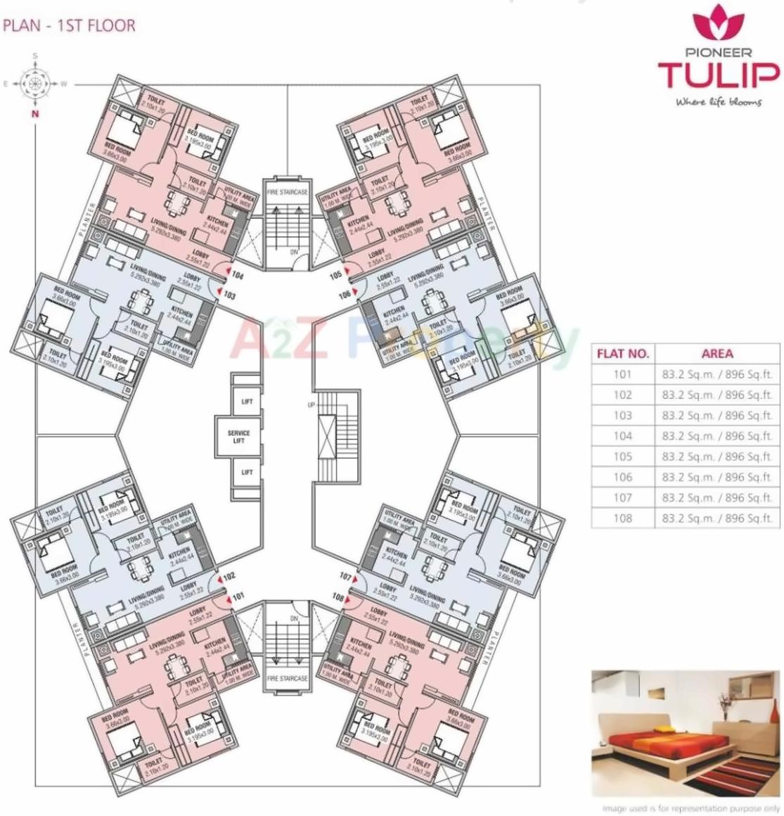 Layout of real estate project Pioneer Tulip located at Nagpur-m-corp, Nagpur, Maharashtra