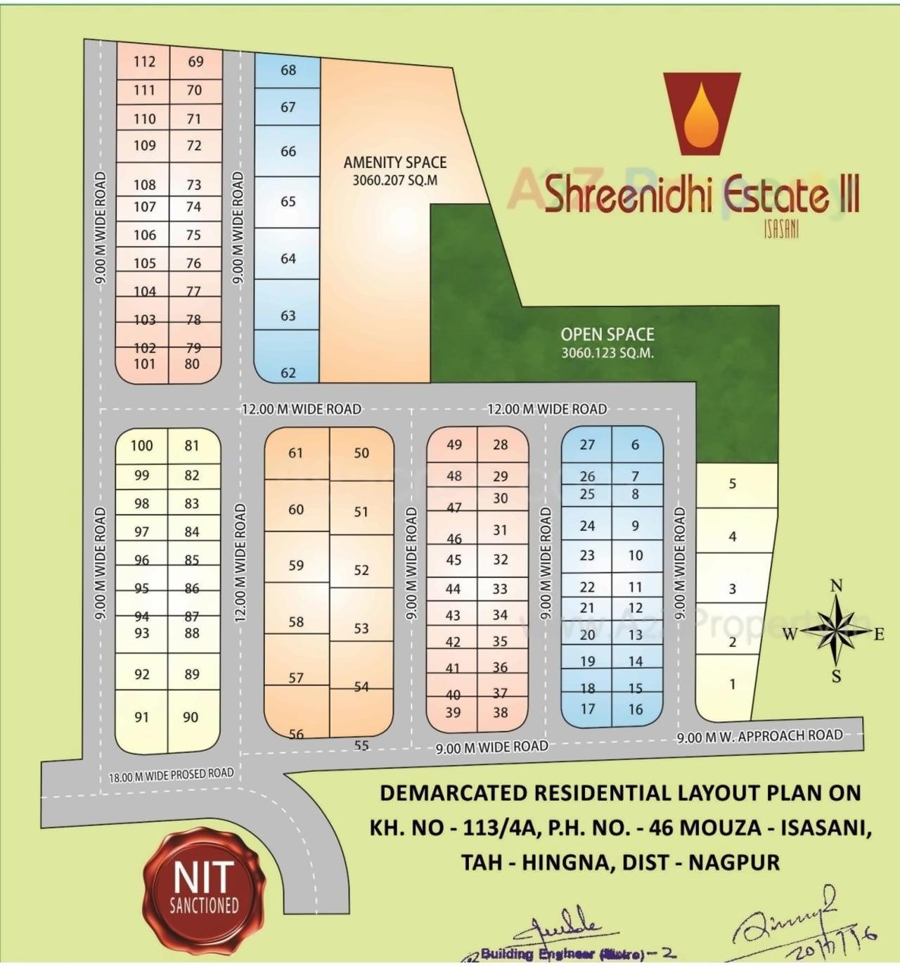 Layout of real estate project Shrieenidhi Estate Isasani located at Isasani-ct, Nagpur, Maharashtra