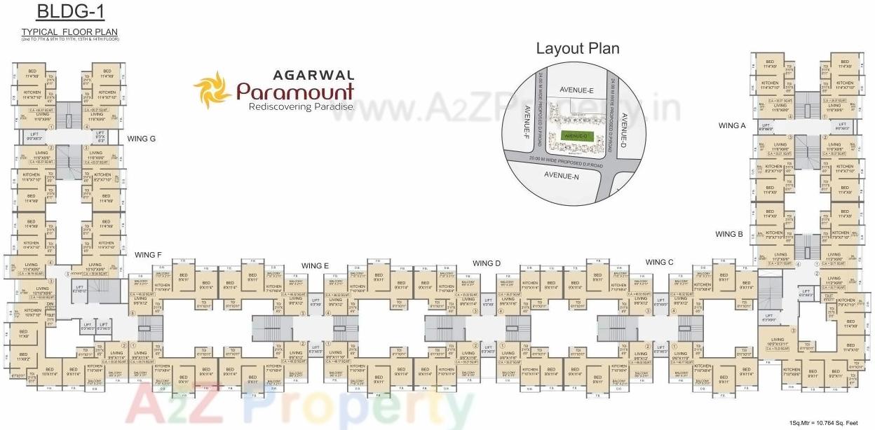 Layout of real estate project Agarwal Paramount located at Vasaivirar-city-m-corp, Palghar, Maharashtra