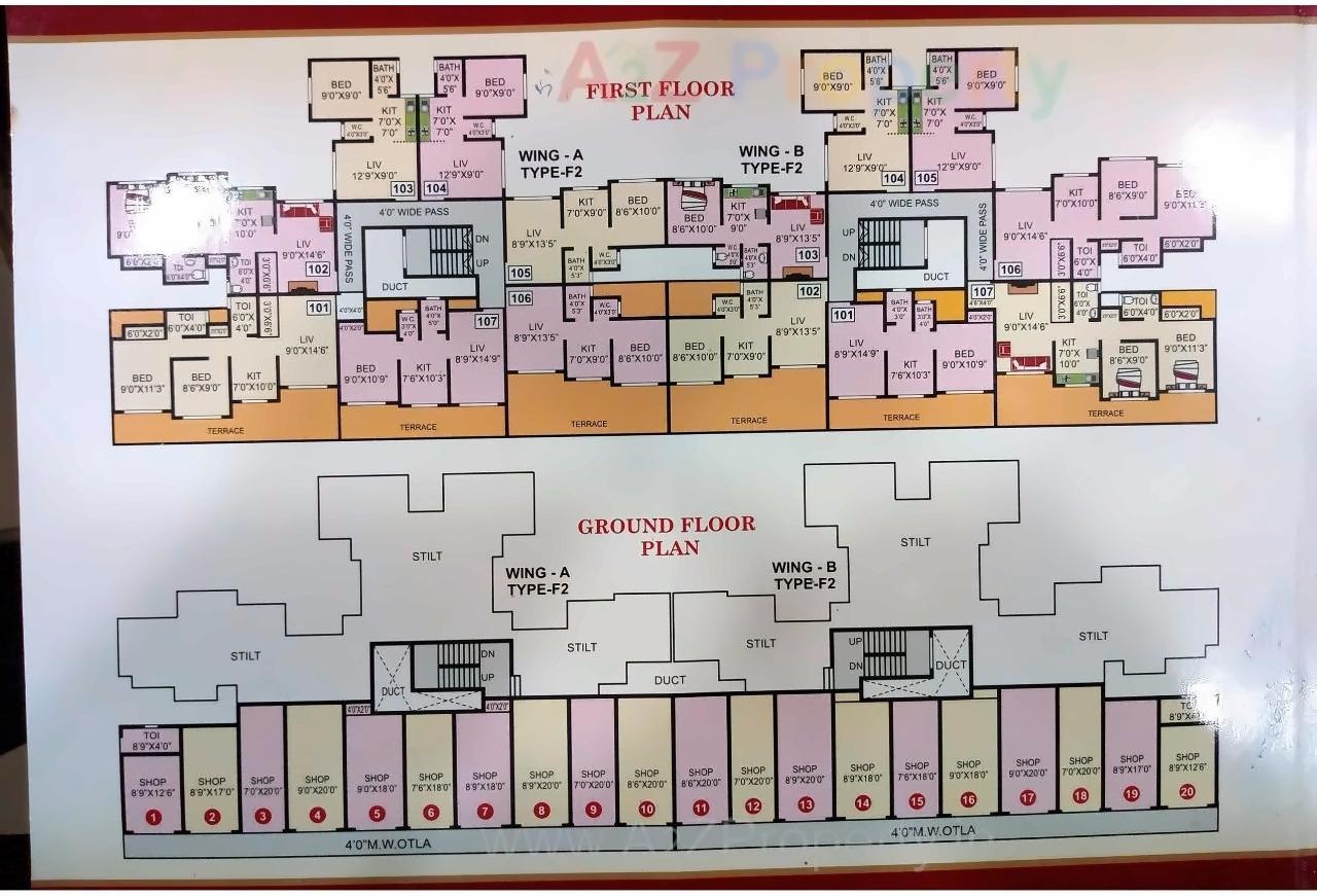 Layout of real estate project Laxmi Apt located at Padghe, Palghar, Maharashtra