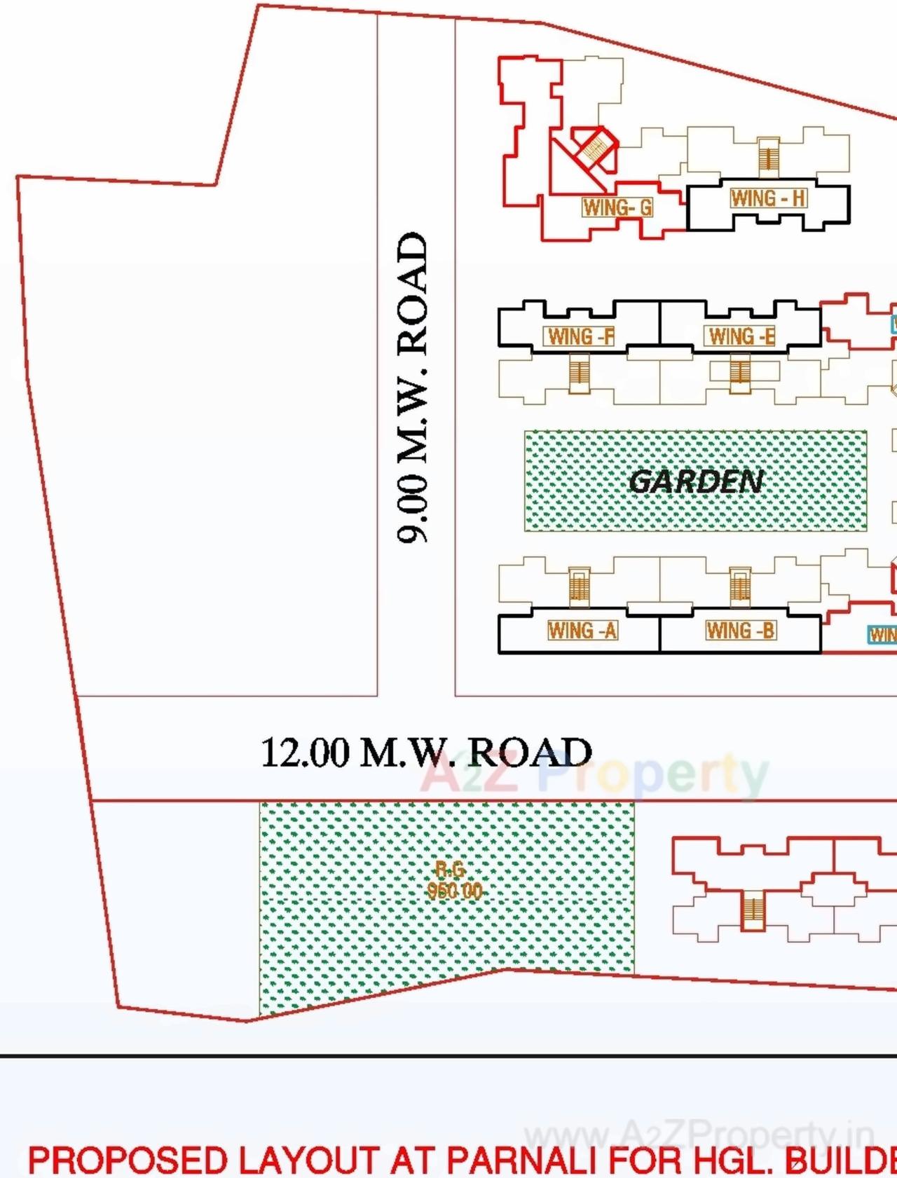 Layout of real estate project Nand Dham Complex located at Parnali, Palghar, Maharashtra