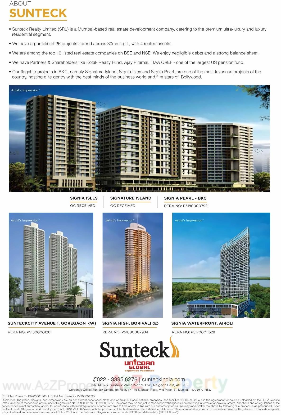  of real estate project Sunteck West World 1, Tivri, Naigaon East located at Tivari, Palghar, Maharashtra