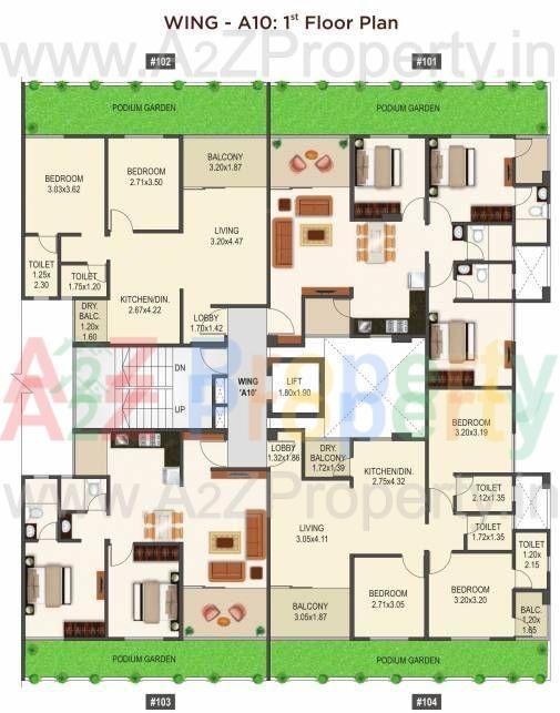 29 Gold Coast Phase 3 Building A10 Cluster Plan For 1st Floor 28131371 of real estate project 29 Gold Coast located at Dhanori, Pune, Maharashtra