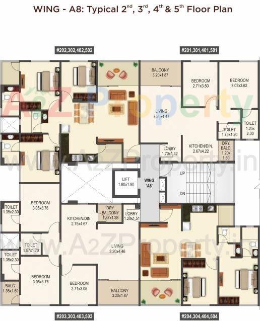 29 Gold Coast Phase 3 Building A8 Typical Cluster Plan 28131368 of real estate project 29 Gold Coast located at Dhanori, Pune, Maharashtra