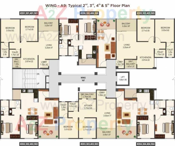 29 Gold Coast Phase 3 Building A9 Typical Cluster Plan 28131377 of real estate project 29 Gold Coast located at Dhanori, Pune, Maharashtra