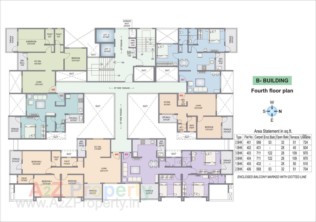 Akash Towers B Bldg Fourth Floor Plan 1024x722 of real estate project Akash Towers located at Pimpri-chinchawad-m-corp, Pune, Maharashtra