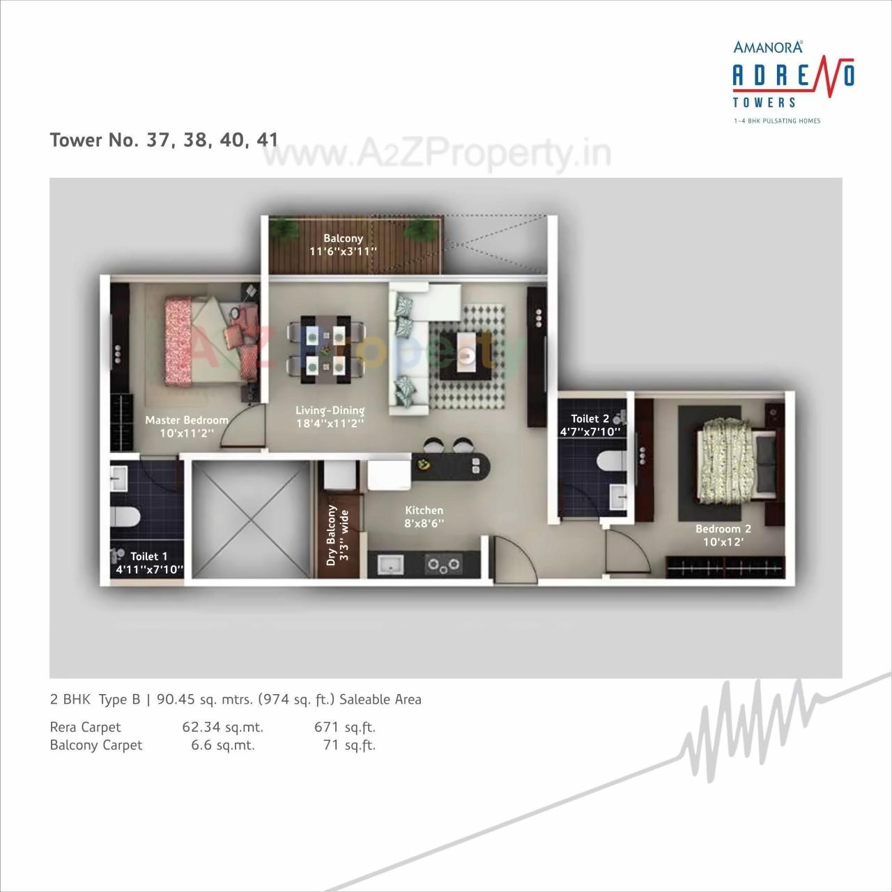 Layout of real estate project Amanora Adreno Towers located at Hadapsar, Pune, Maharashtra