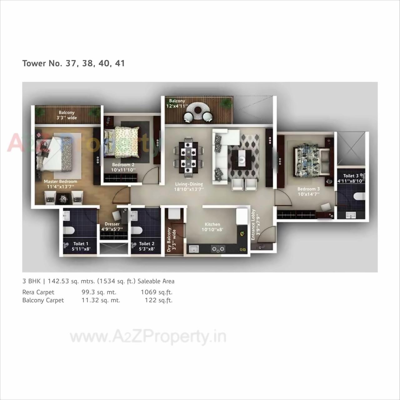 Layout of real estate project Amanora Adreno Towers located at Hadapsar, Pune, Maharashtra