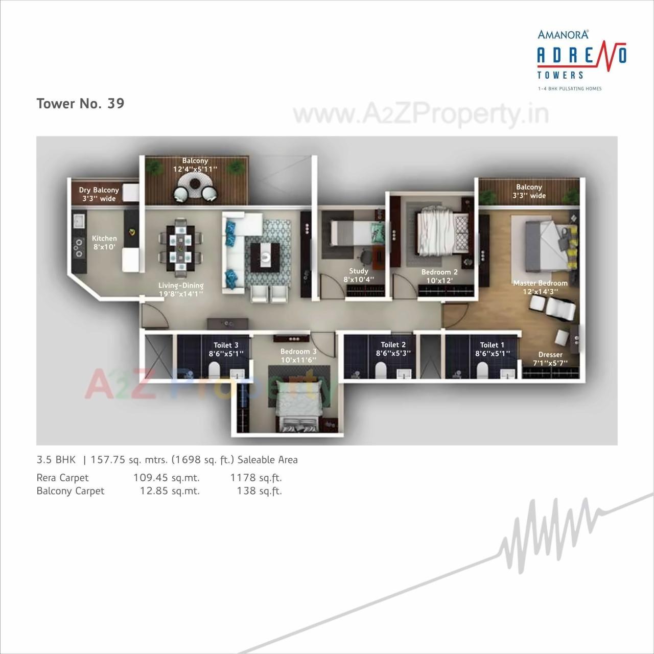 Layout of real estate project Amanora Adreno Towers located at Hadapsar, Pune, Maharashtra