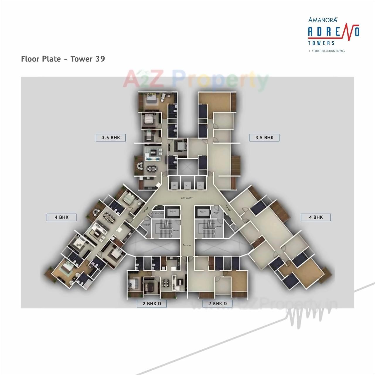 Layout of real estate project Amanora Adreno Towers located at Hadapsar, Pune, Maharashtra