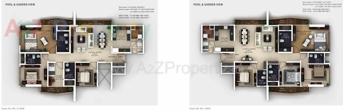 Layout of real estate project Amanora Gateway Towers 98 located at Hadapsar, Pune, Maharashtra