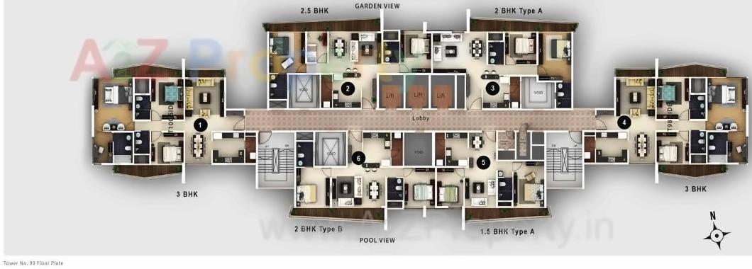 Layout of real estate project Amanora Gateway Towers 98 located at Hadapsar, Pune, Maharashtra