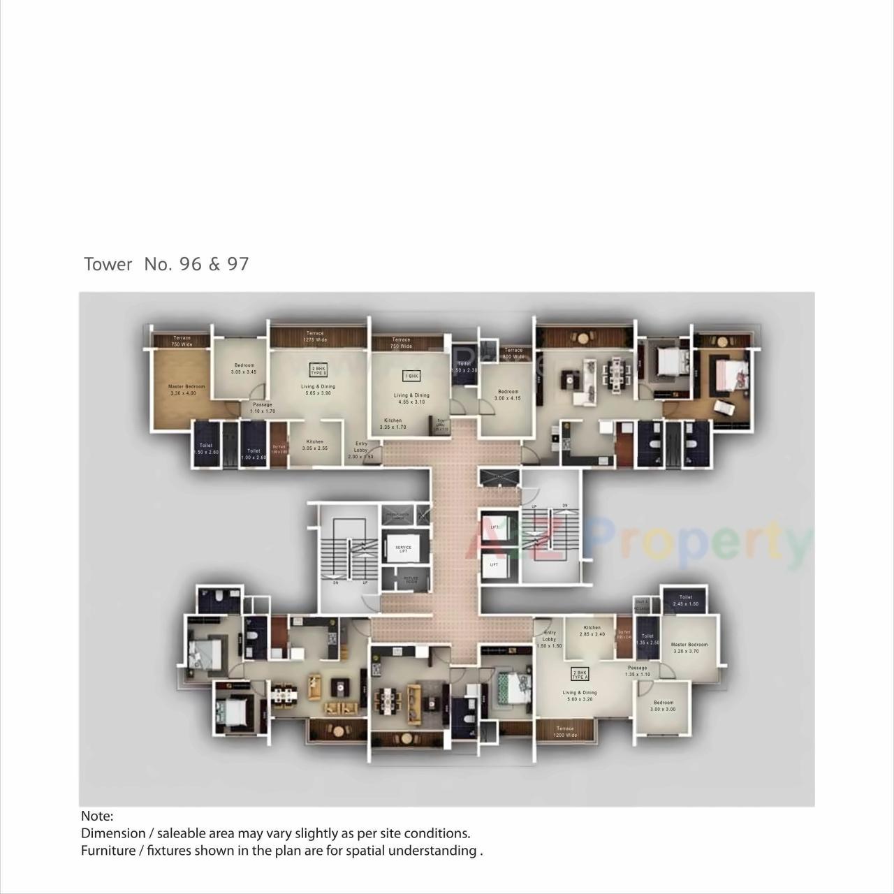 Layout of real estate project Amanora Neo Towers located at Hadapsar, Pune, Maharashtra