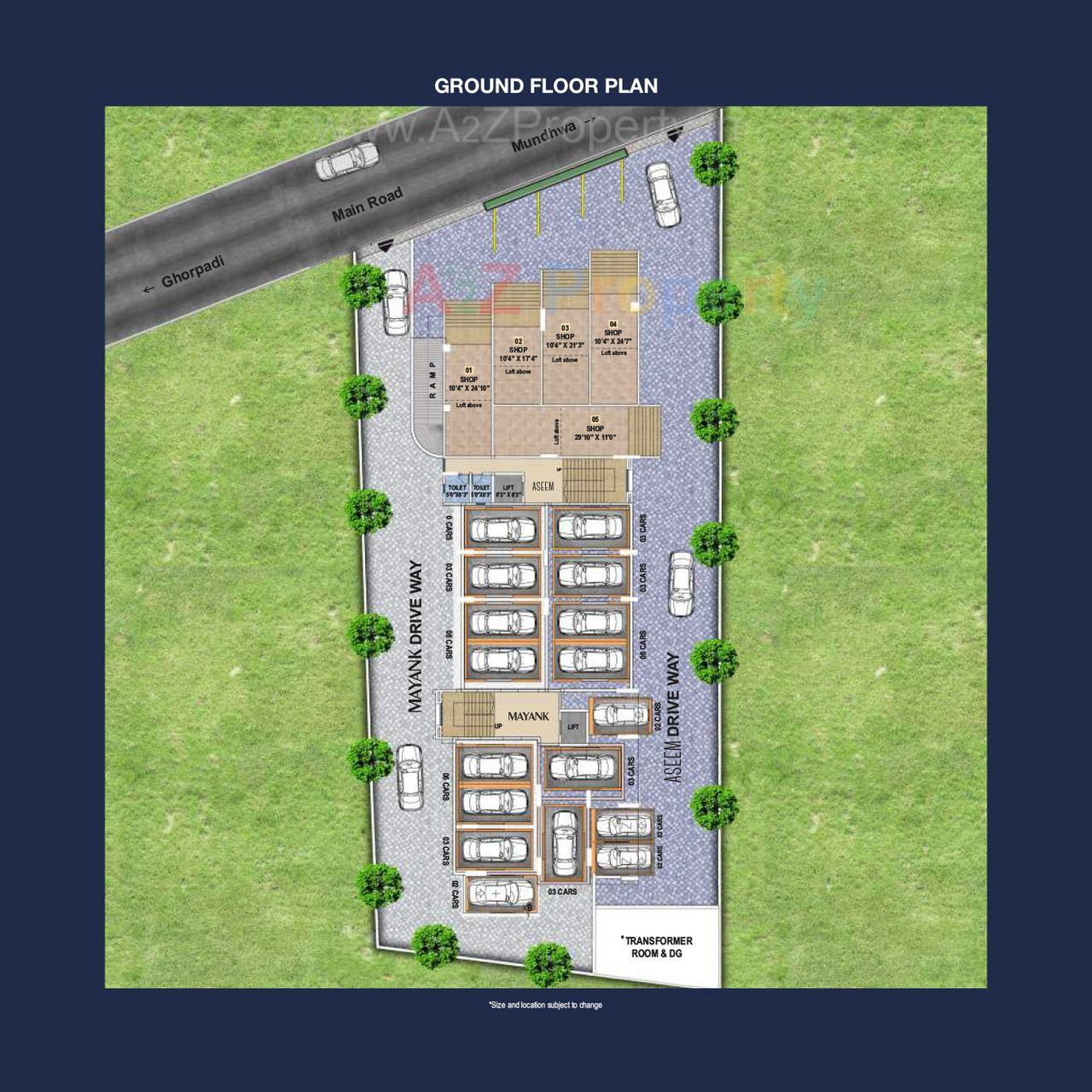 Ground Floor And Parkingplan of real estate project Aseem located at Mundhawa, Pune, Maharashtra