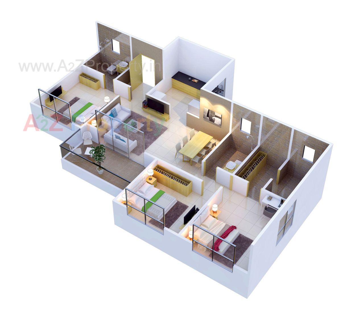 Unit Plan 3bhk_typebfinal of real estate project Celesta located at Mohammadwadi, Pune, Maharashtra