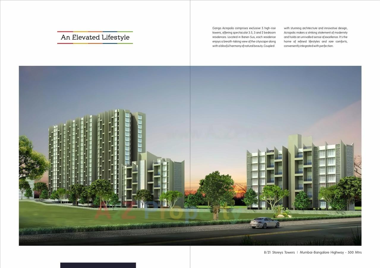 3D Elevation of real estate project Ganga Acropolis located at Sus, Pune, Maharashtra