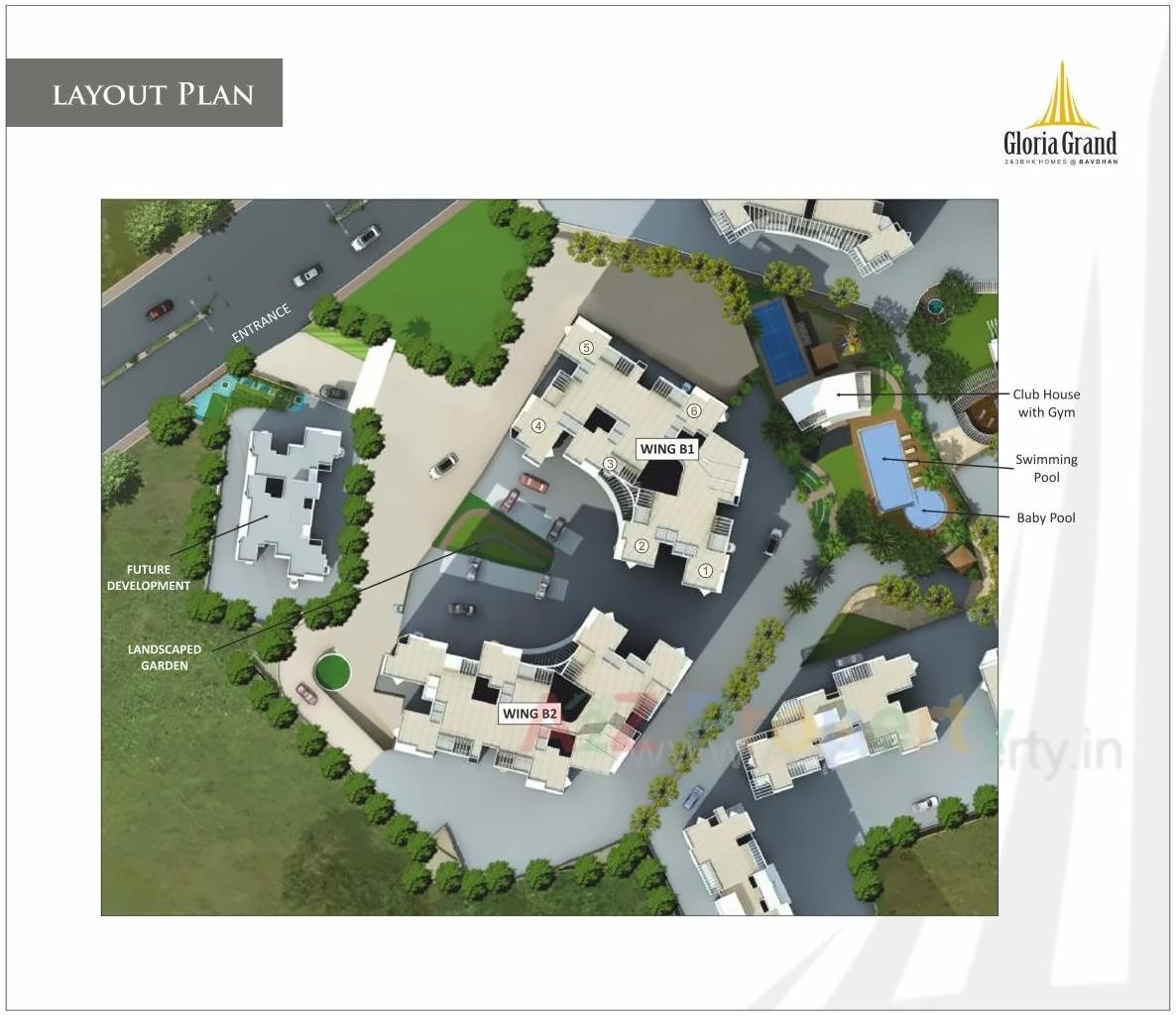 Layout of real estate project Gloria Grand located at Bavadhan-bk, Pune, Maharashtra