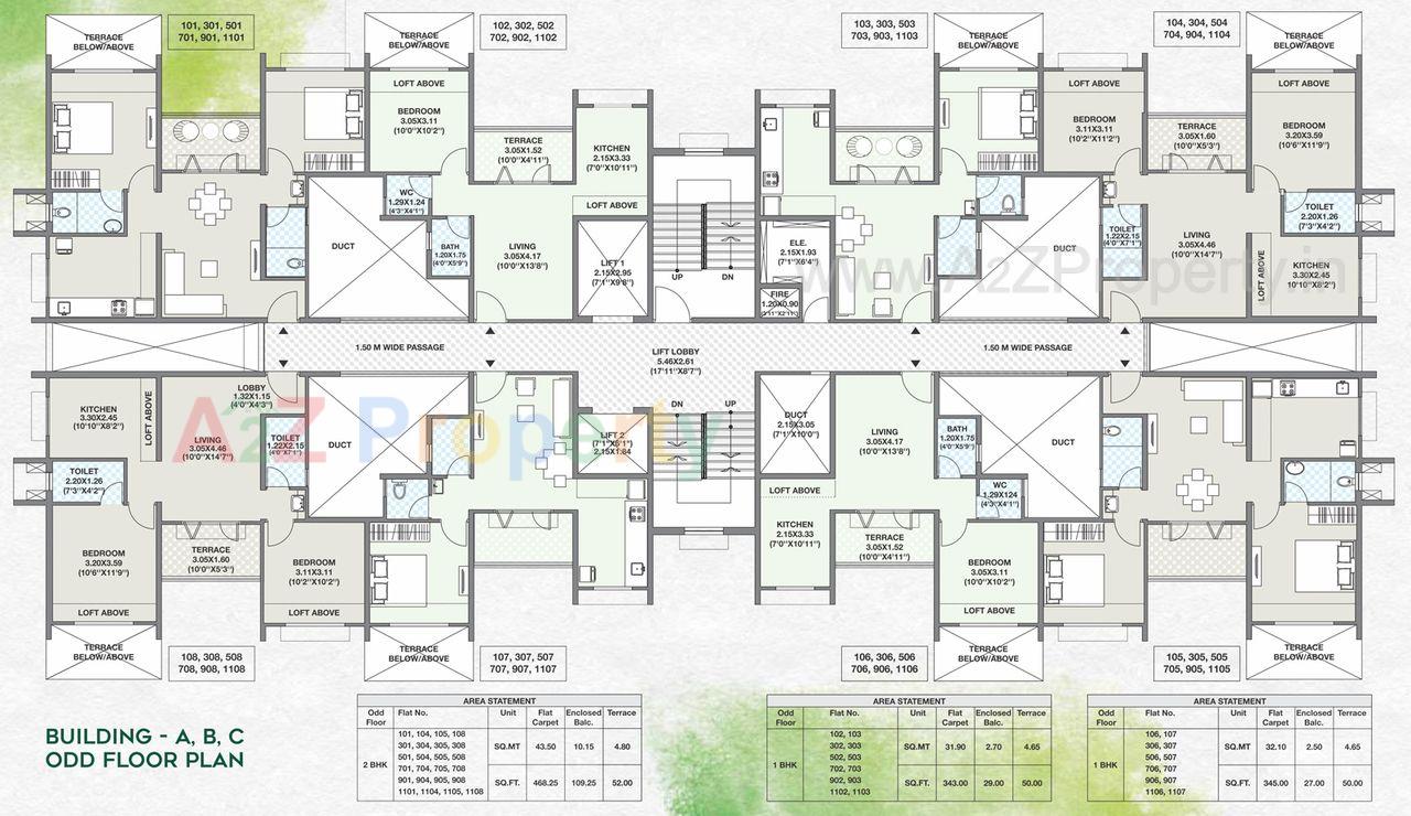 Floor Plan Odd of real estate project Green Life located at Hinjavadi-ct, Pune, Maharashtra