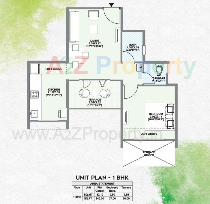 Unit Plan 1bhk of real estate project Green Life located at Hinjavadi-ct, Pune, Maharashtra