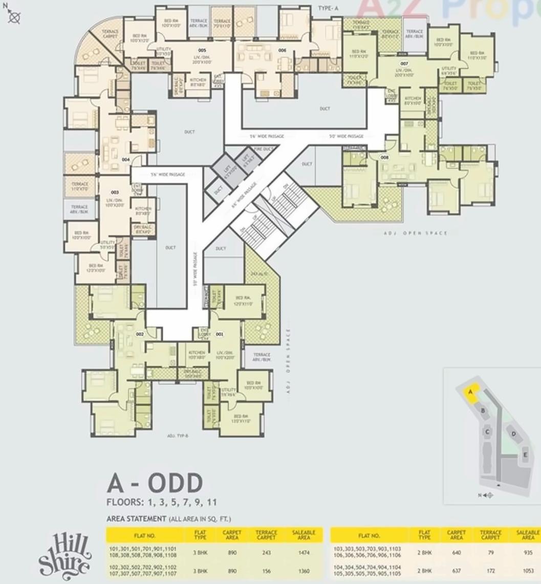 Layout of real estate project Hill Shire located at Wagholi, Pune, Maharashtra