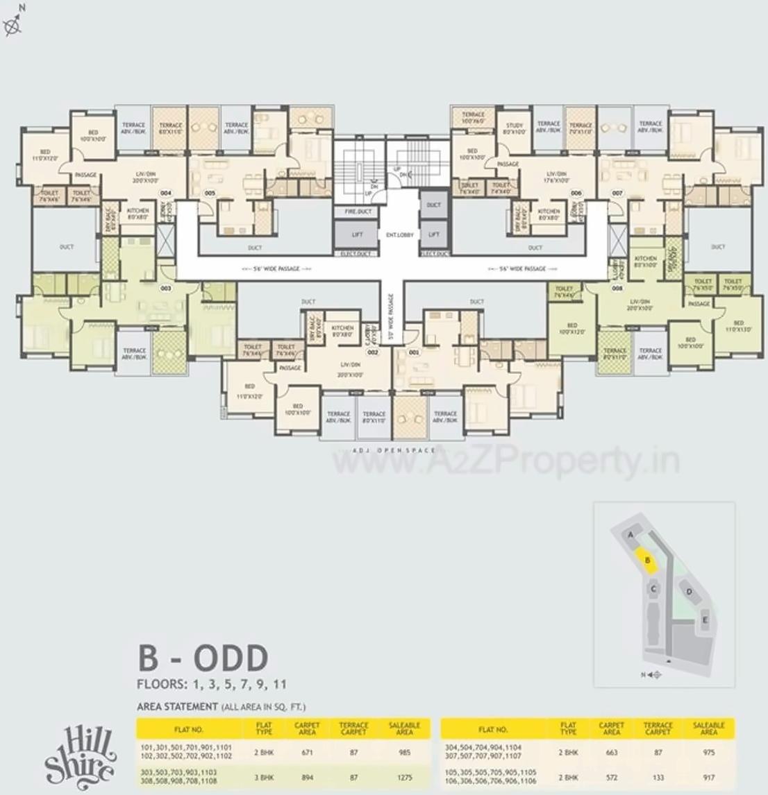 Layout of real estate project Hill Shire located at Wagholi, Pune, Maharashtra