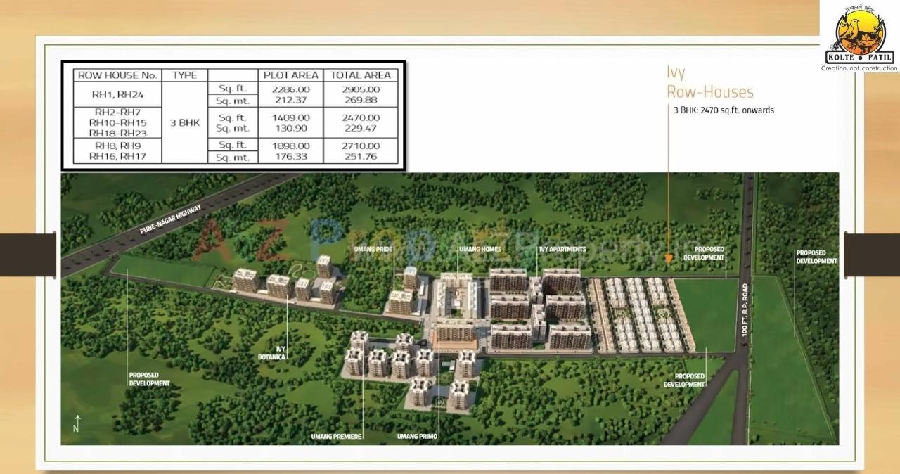 Layout of real estate project Ivy Estate   Ivy Apartments Villas Umang Premiere Umang Primo located at Wagholi, Pune, Maharashtra