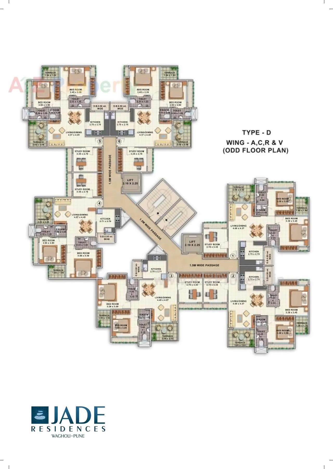 Layout of real estate project Jade Residences located at Wagholi, Pune, Maharashtra