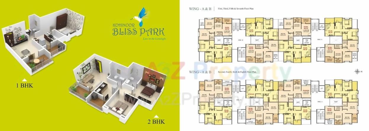 Layout of real estate project Kohinoor Blisspark located at Chakan-ct, Pune, Maharashtra